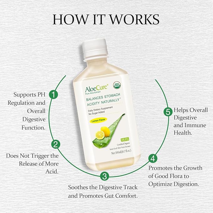 AloeCure Organic Aloe Vera Juice - 12 Bottle Sample Pack - Grape, Lemon, Natural Flavor, 12x500ml