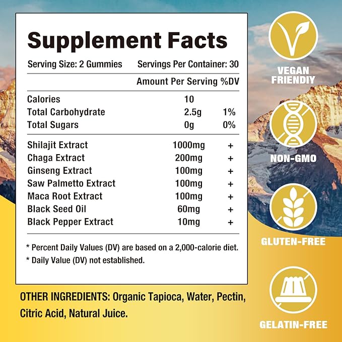 2 Packs Shilajit Gummies with 85+ Trace Minerals Supplement, Shilajit for Men & Women - 120 Mixed Berry Flavored Gummies