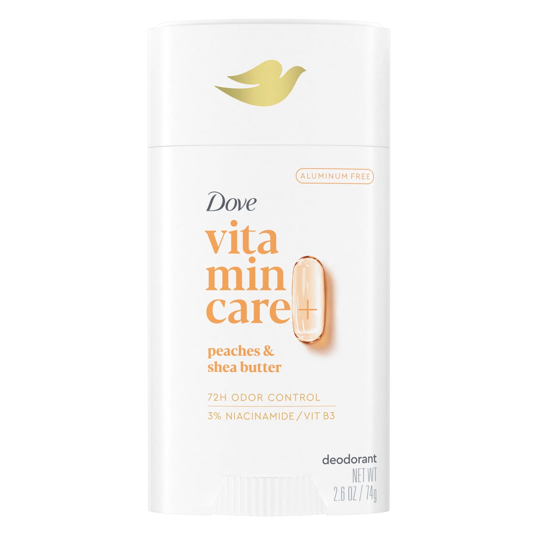 Dove VitaminCare+ Aluminum Free Deodorant Stick for 72H Odor Protection Peaches & Shea Butter Breathable Deodorant for Women 2.6 oz