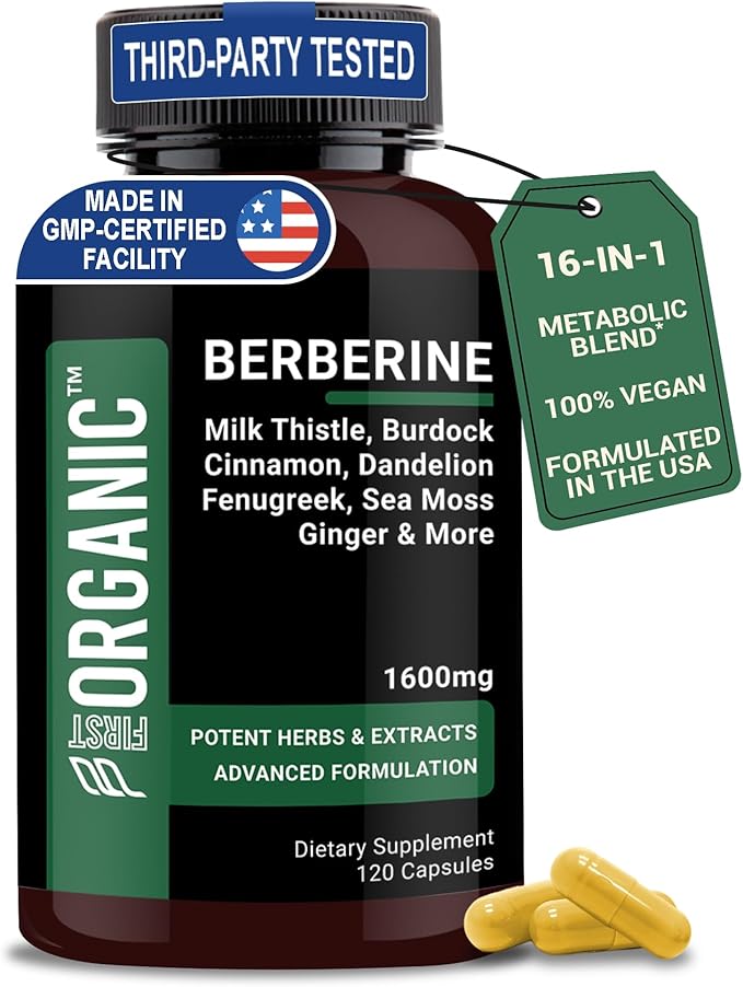 Berberine HCL+ Complex 1600mg - 120 Capsules - Supports Cardiovascular, Liver & Gut Health with Ceylon Cinnamon, Milk Thistle & Gut Blend - Third-Party Tested, Vegan, Non-GMO, Gluten-Free