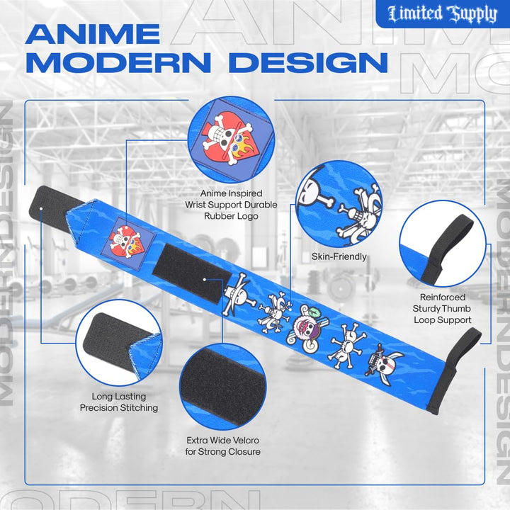 CROWN Anime Wrist Wraps Camo Lifting Straps 24" for Men and Women - 1 Pair Each, Gym Accessories Support Weightlifting, Powerlifting, Strength Training, and Improve Workout, Op