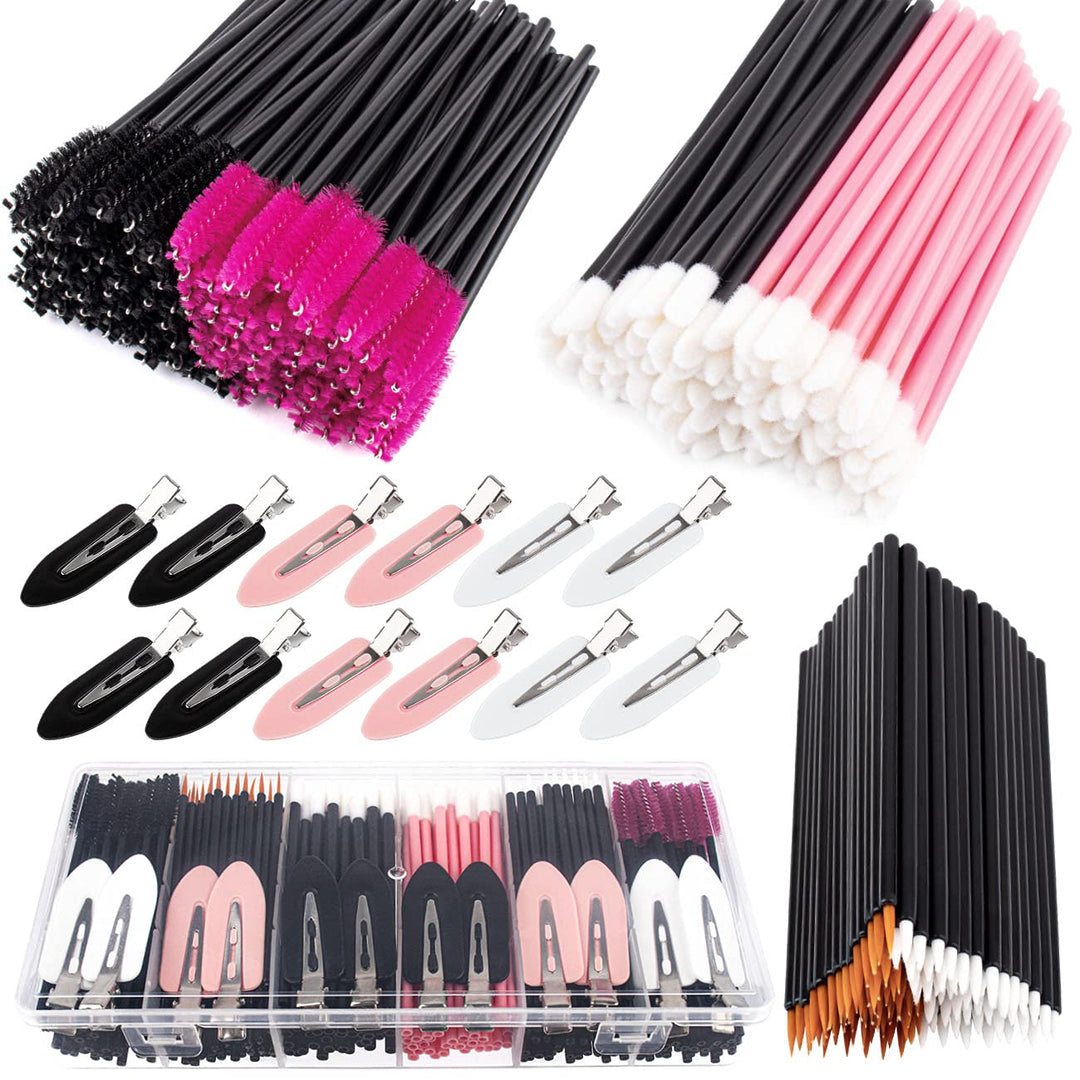 283 Pieces Makeup tools Kit Includes Plastic storage Organizer Box Hair Clips Eyeliner Brushes Mascara Wands and Lipstick Applic