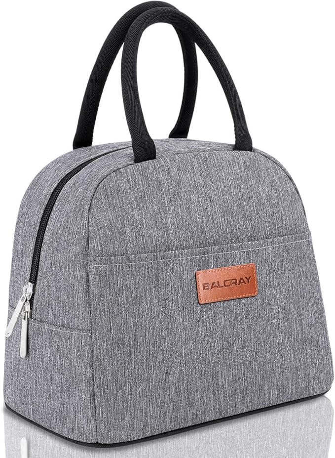 BALORAY Lunch Bag for Women Men Insulated Lunch Box for Adult Reusable Lunch Tote Bag for Work, Picnic or Travel (Grey)