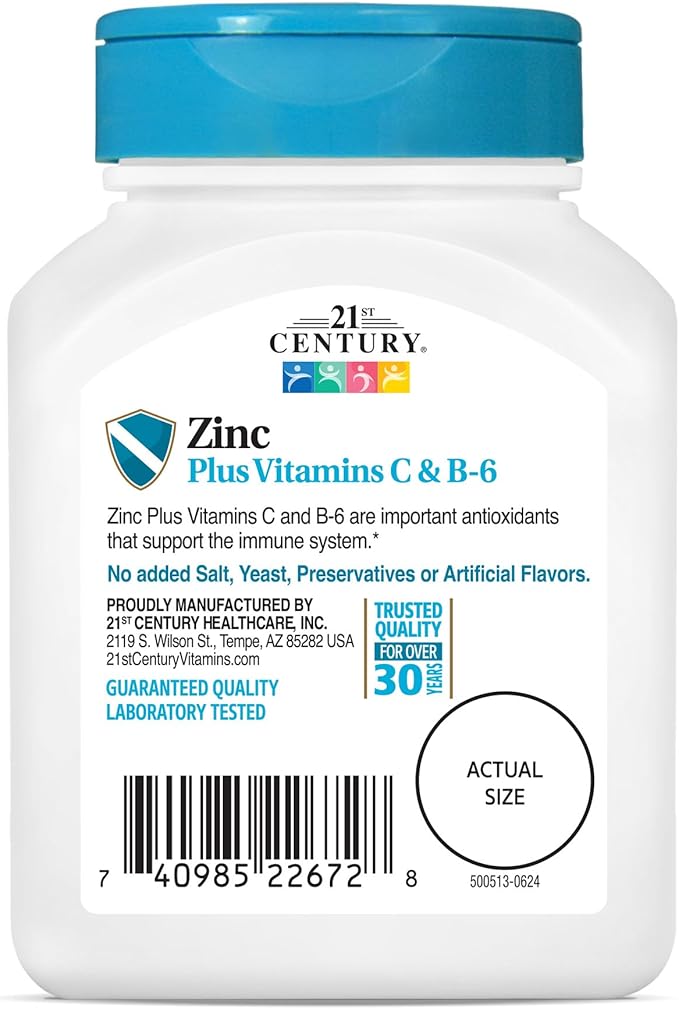 21st Century Zinc Chewable Withc & B6 - Cherry, 90 Count