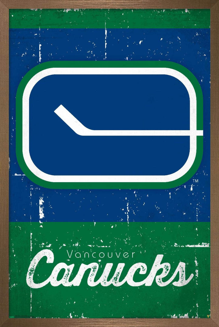 Trends International NHL Vancouver Canucks - Retro Logo 13 Wall Poster, 14.725" x 22.375", Bronze Framed Version