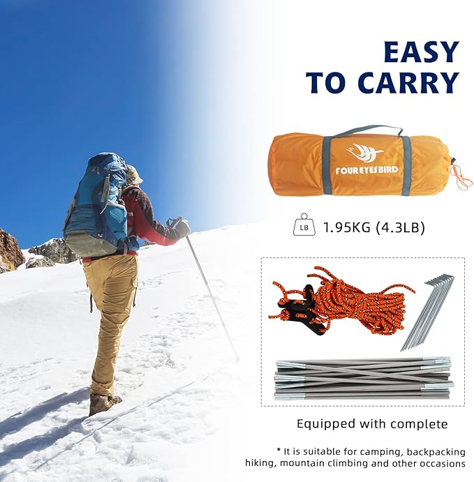 7.2 × 4 × 4 Feet Single Backpack Tent, Waterproof Camping and Hiking Tent can be Used by One Person, Light and Durable