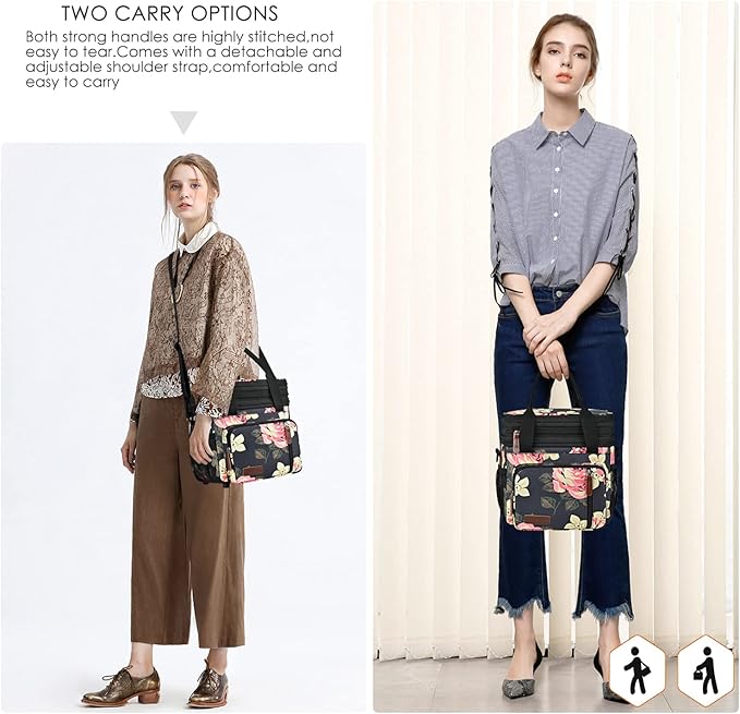 MIYCOO Insulated Lunch Bags for Women Men Large Lunch Box Leakproof Double Deck Soft Cooler Tote Bag (Flower, 15L)