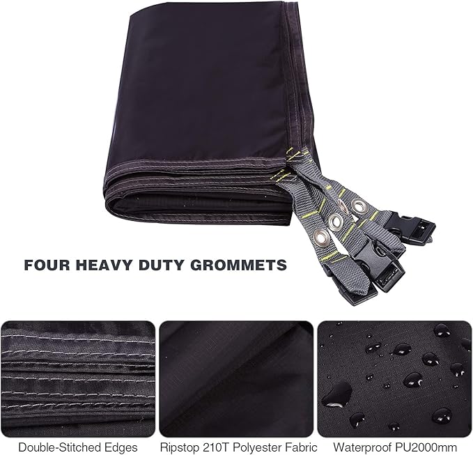 REDCAMP Ultralight Tent Footprint, PU 2000 Waterproof Camping Tent Tarp with Drawstring Carrying Bag, Waterproof Camping Tarp for Outdoor Hiking Camping