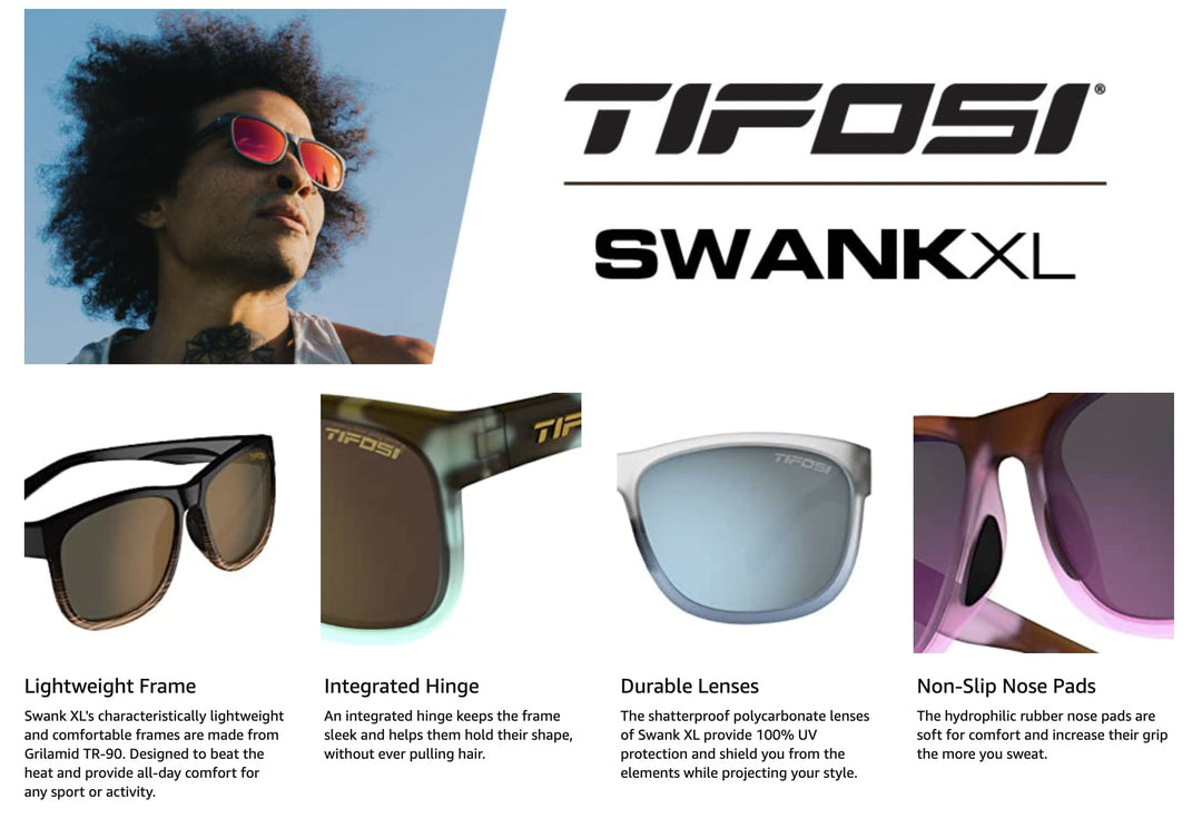 Tifosi Optics Swank XL Sunglasses (Pink Tortoise, Smoke Lens with Rose Mirror)