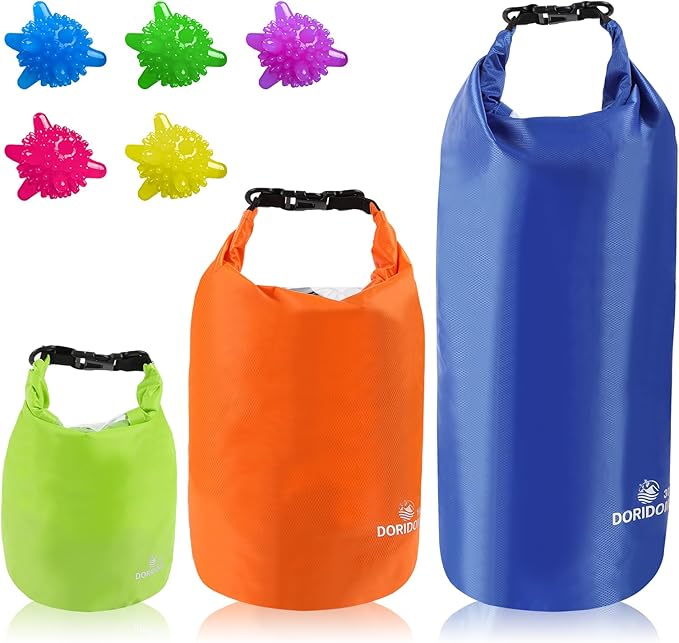 3-Pack Waterproof Dry Bag - 5L/15L/ 30L Ultralight Dry Sack Lightweight Roll Top Outdoor Accessories, Portable Clothes Wash Bag, Keep Gear Dry for Boating Swimming Camping Kayaking Beach