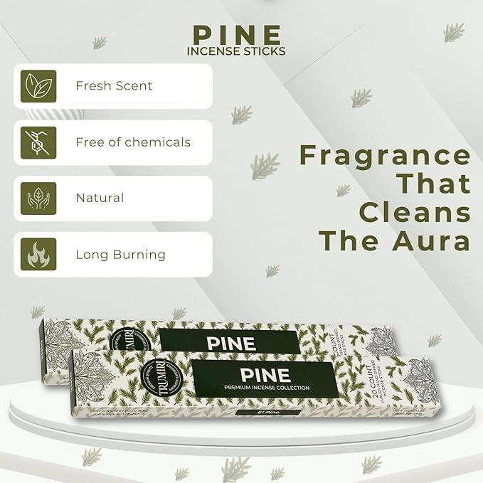 Pine Incense Sticks - Total 40 Insence-Sticks - Dual Pack of 20 Insense - Inciensos - Inscents - Natural Non Toxic Ingredients - Incents - Incence - Inscense - Insents