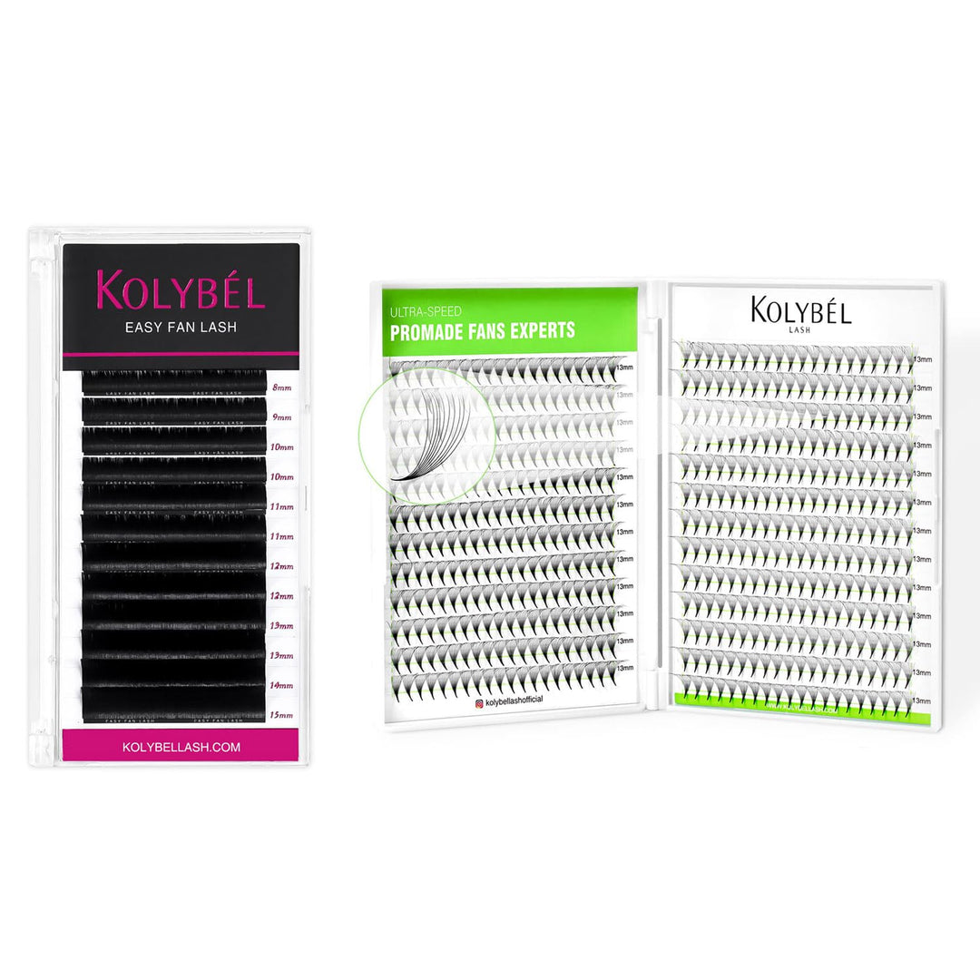 500 FANS Premade Lashes 10D 0.07D 8-15MM & Easy Fan Lashes 0.05 D 8-15MM