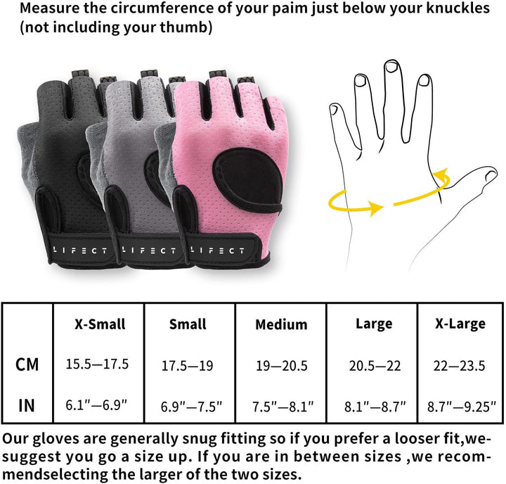 LIFECT Essential Breathable Workout Gloves, Weight Lifting Fingerless Exercise Gloves with Curved Open Back, for Powerlifting, Gym, Women and Men (Grey, Small)