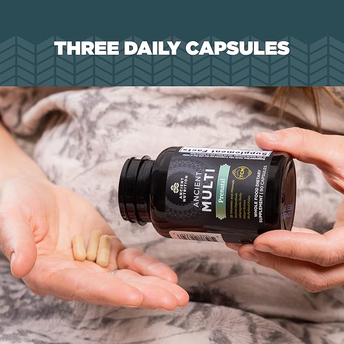 Ancient Nutrition Prenatal Vitamins, Multivitamin for Women with Vitamin C, B12, Magnesium and Folate, Supports Pregnancy and Fertility Health, 90 Ct