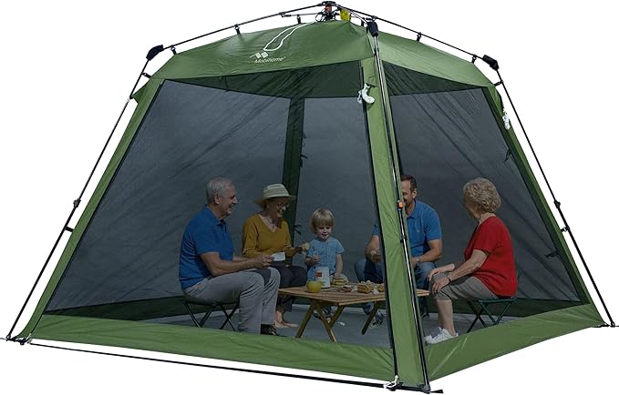 8.2'x8.2' Pop Up Canopy, 2025 Upgraded Outdoor Screen House Tent, Portable Folding Instant Camping Canopy, Easy Set-up Canopy -Olive Green