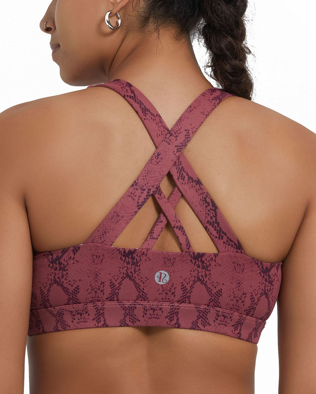 RUNNING GIRL Sports Bra for Women, Criss-Cross Back Padded Strappy Sports Bras Medium Support Yoga Bra with Removable Cups (WX2353D-Python Red, XS)