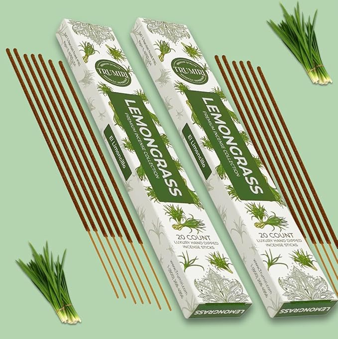 Lemongrass Incense Sticks for Backyard Patio - Total 40 Insence-Sticks - Dual Pack of 20 Insense - Inciensos - Inscents - Natural Non Toxic Ingredients - Incents - Incence - Inscense - Insents