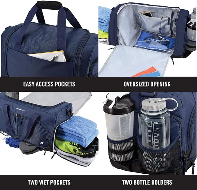 Ultimate Gym Bag 2.0: The Durable Crowdsource Designed Duffel Bag with 10 Optimal Compartments Including Water Resistant Pouch