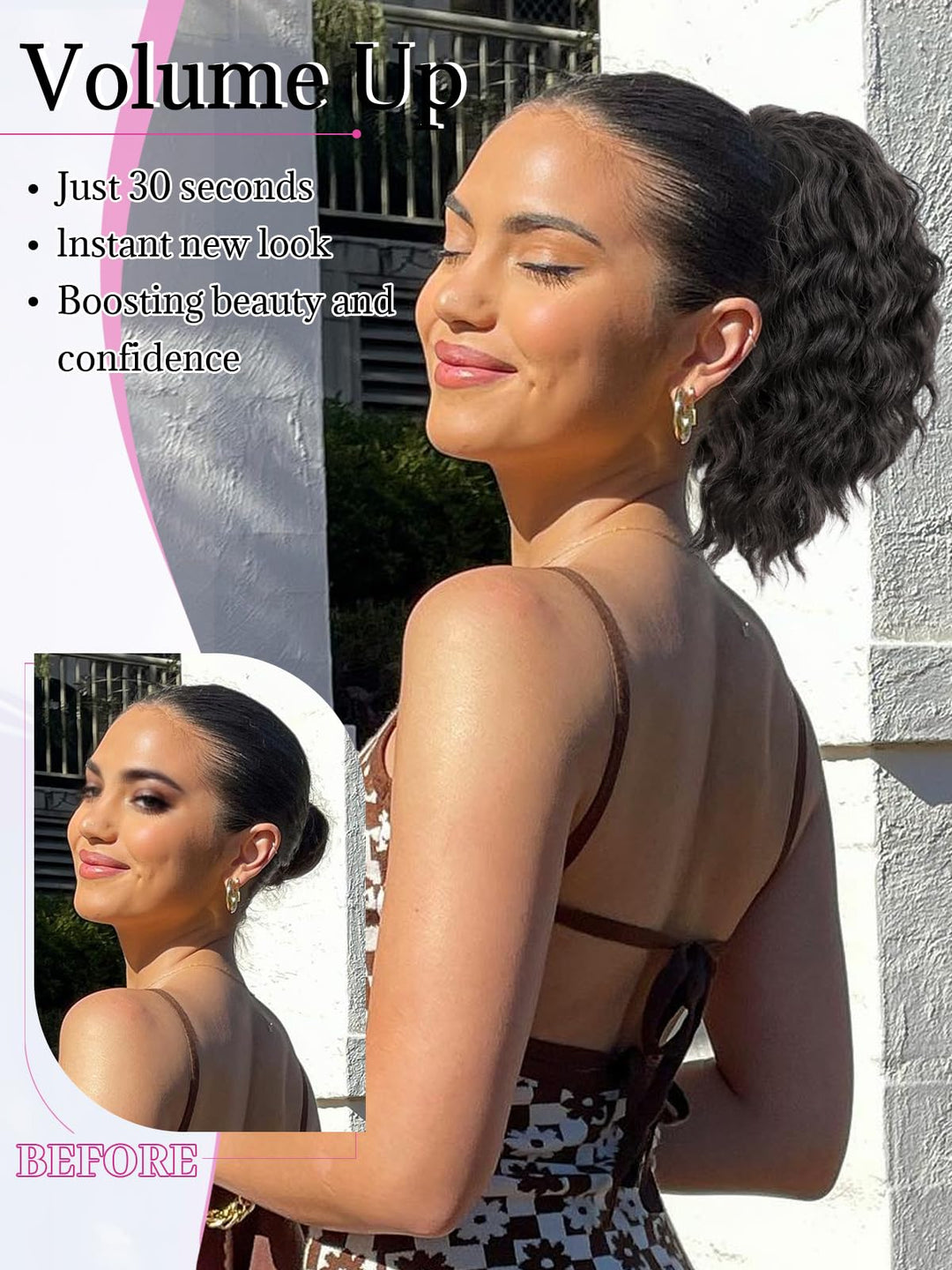 Isaic Ponytail Extension 8 Inch Short Wavy Curly Ponytails Drawstring Ponytail for Black Women Natural Black Pony Tails Hair Extensions Synthetic Hairpiece For Daily Use