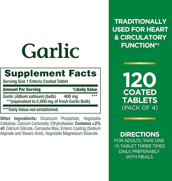Nature's Bounty Garlic 2000mg, Tablets 120 ea