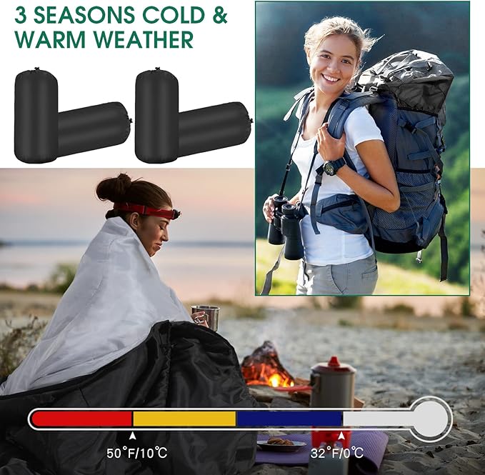 Tudomro 16 Pack Camping Sleeping Bags Bulk Adults Envelope 4 Season Cold Warm Weather Lightweight Waterproof Compact Backpacking Sleeping Bag for Travel Hiking