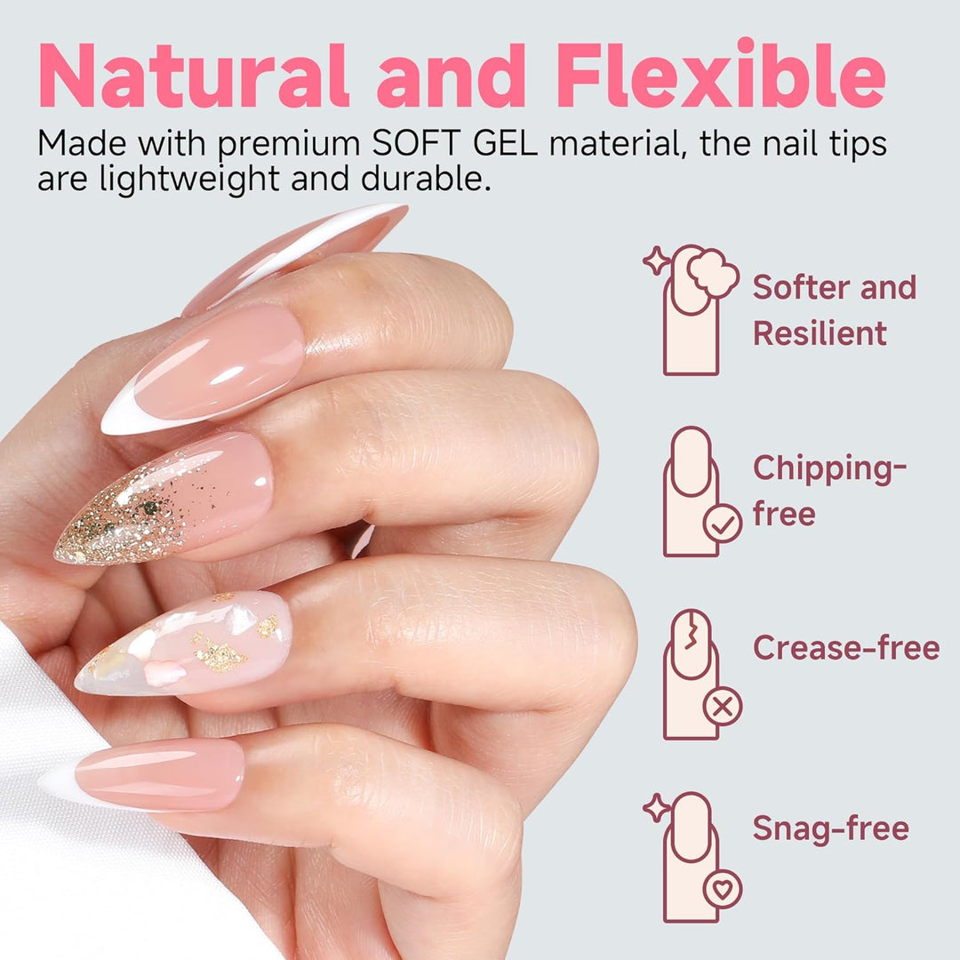 XXL Square Gel Nail Tips | 120 PCS Extra Long | No C Curve | DIY Home Use