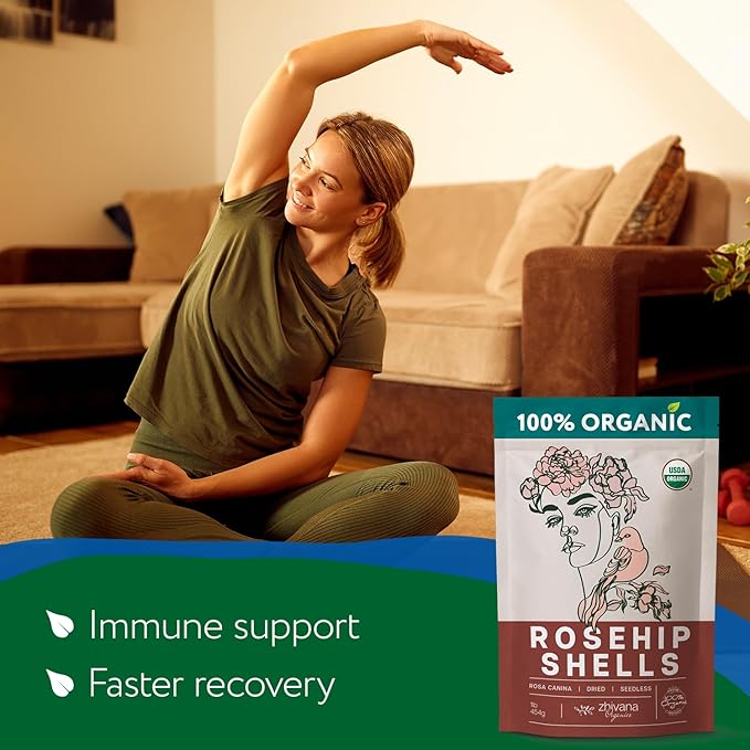 Organic Rosehip Tea Loose (PACK of 2) - Rose Hip Berries Dried - Rose Canina - Immune Support, Antioxidant Tea