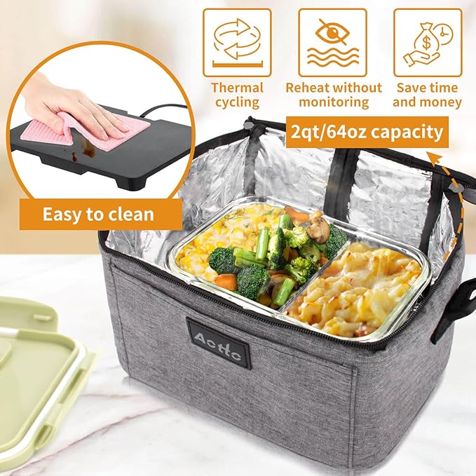 Portable Oven | 110V Portable Food Warmer | Mini Portable Microwave Electric Heated Lunch Box for Cooking & Reheating Food in Office, Dorm, Hotel, Potlucks, Travel, Home | Aotto