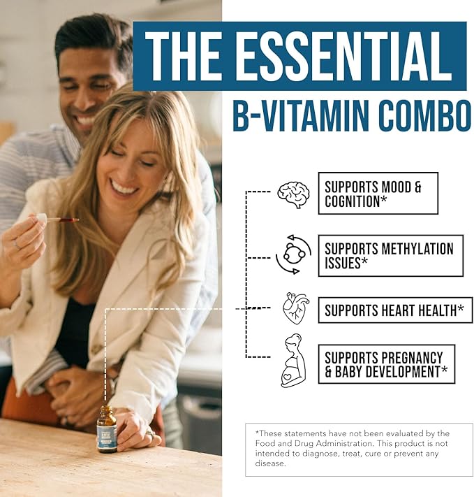 Organic Methyl Folate 1000 mcg + Methyl B12 Cofactor (300 Servings) – Metabolically Active 5-MTHF Form, Organic Berry Flavor, Liquid Sublingual Form – Mood, Cognition, Methylation, Pregnancy (1oz)