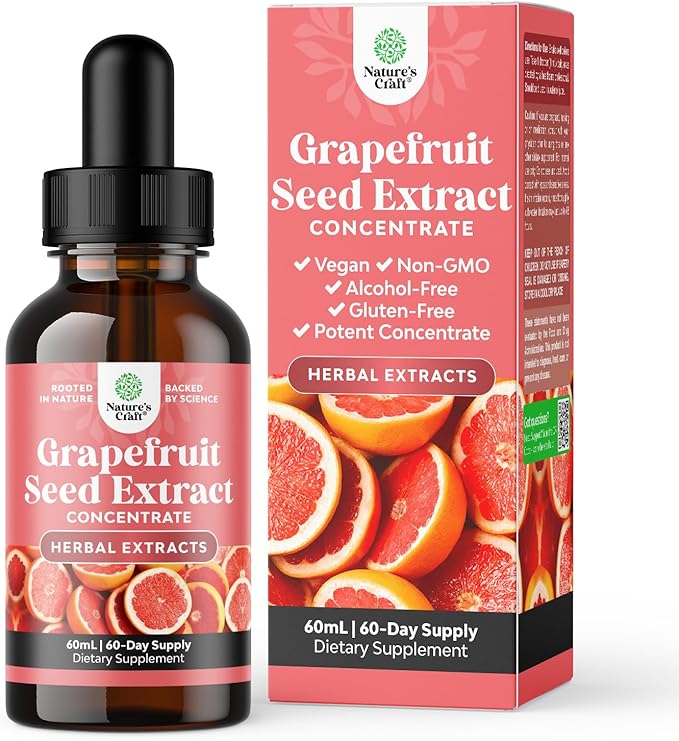 GSE Grapefruit Seed Extract Liquid - One Drop Daily - Super Concentrated Grape Seed Extract Liquid Drops Rich in Bioflavonoids & Polyphenols for Gut Health & Immune Support - 2OZ - 60 Servings