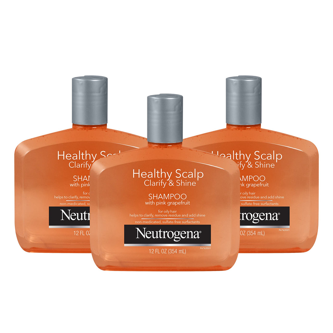 Neutrogena Exfoliating Healthy Scalp Clarify & Shine Shampoo for Oily Hair and Scalp, Anti-Residue Shampoo with Pink Grapefruit,