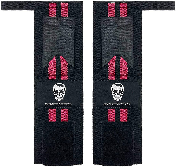 Gymreapers Weightlifting Wrist Wraps (Competition Grade) 18" Professional Quality Wrist Support with Heavy Duty Thumb Loop - Best Wrap for Powerlifting, Strength Training, Bodybuilding(Pink,18")