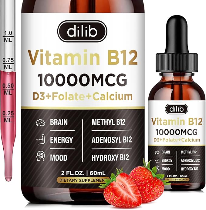 Magnesium Glycinate Liquid Drops Supplement | Vitamin B12 Complex Liquid Drops | Bundle