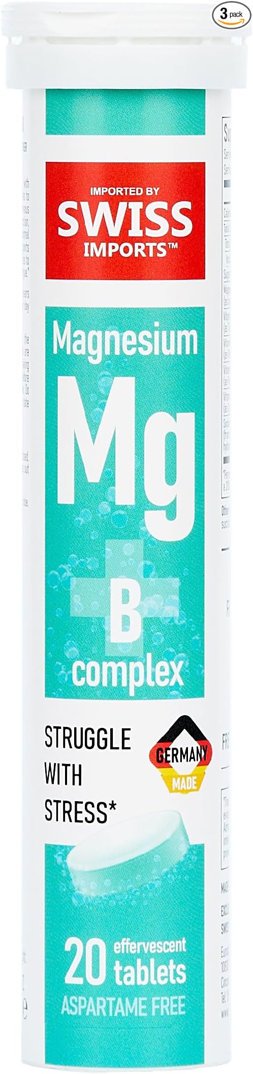 Effervescent Magnesium + B Complex Dietary Supplement, 3-Pack, 60 Tablets