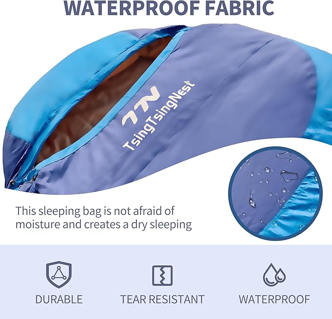 Backpacking Sleeping Bag 3 Season 20F Fill 21 Ounces of Duck Down 650Fill Power Duck Down Sleeping Bag Ultralight Camping Gear Equipment Traveling Campers and Outdoors