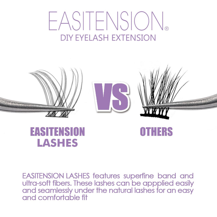 DIY Eyelash Extension, 3D Effect Individual Melt Flare Lash Cluster Natural Lashes Set, Home Eyelash Extension, D curl Lashes Pack 14MM-Godness
