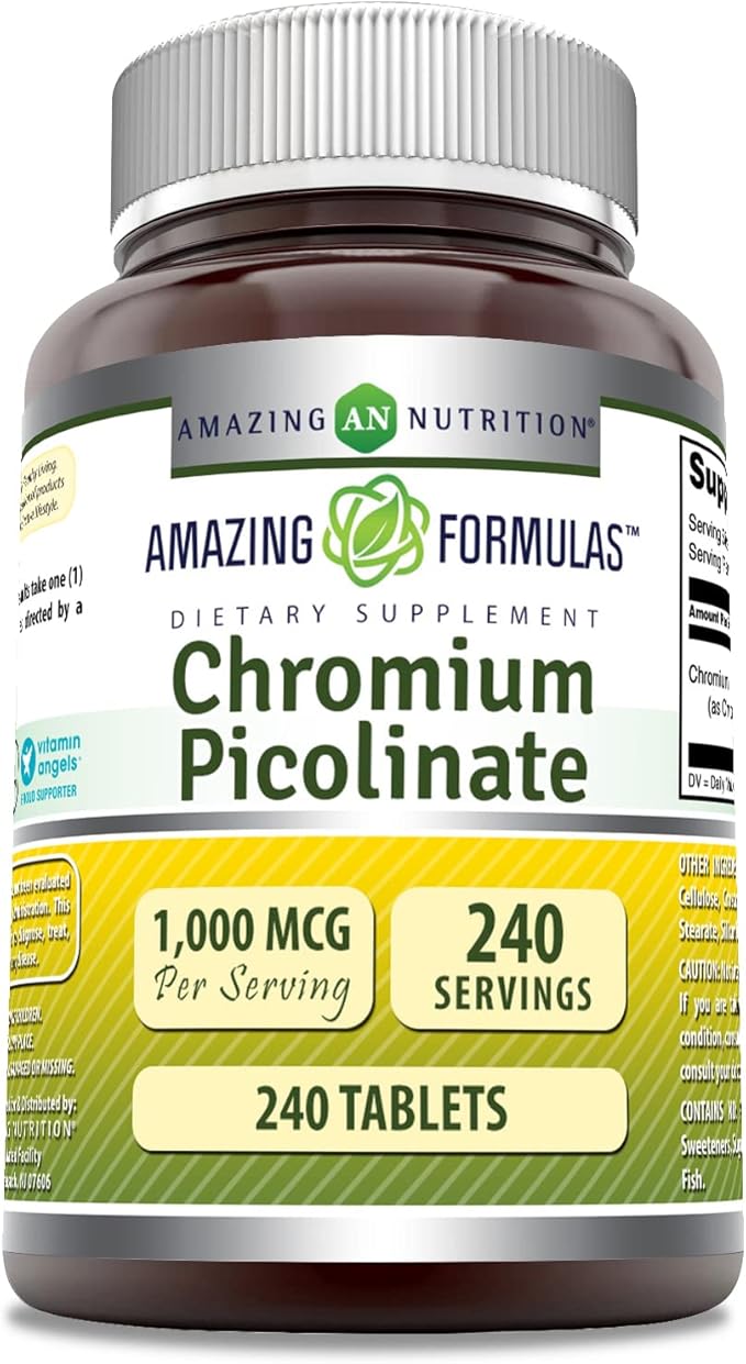 Amazing Formulas Chromium Picolinate | 1000 Mcg Tablets Supplement | Non-GMO | Gluten Free | Made in USA (1 Pack, 240 Count)