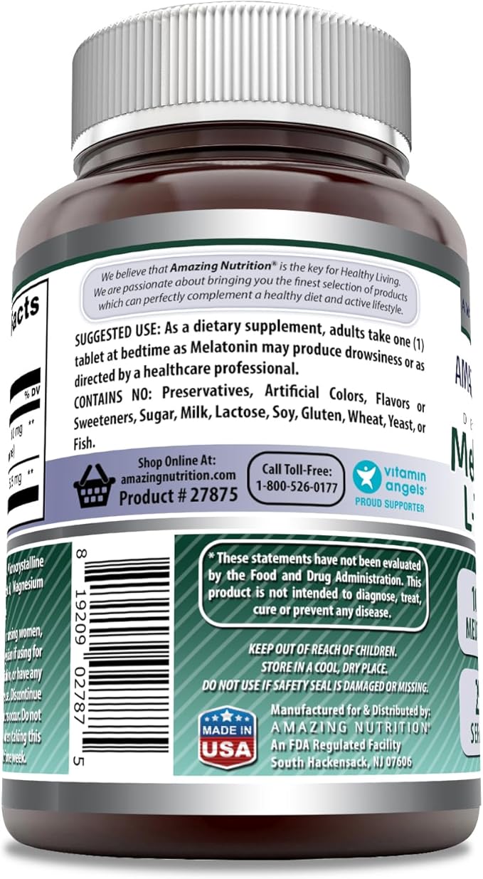 Amazing Formulas Melatonin Plus L-Theanine 10 mg Tablets Supplement | Non-GMO | Gluten Free | Made in USA (10 mg, 250, Count)