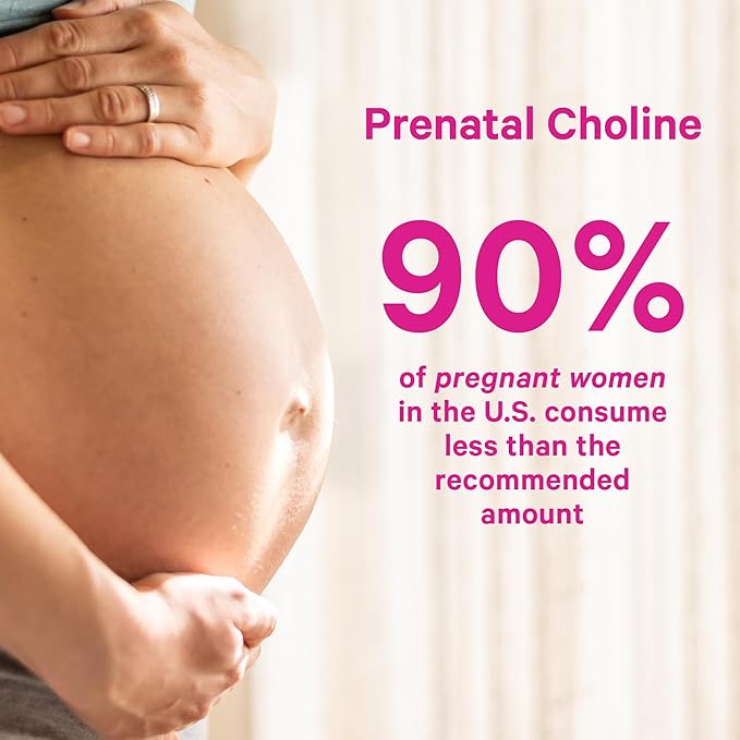 Pink Stork Choline - 550 mg Choline Bitartrate from VitaCholine for Pregnant + Postpartum Moms - Prenatal Vitamin for Fetal Cognitive Health + Breast Milk Quality - 1 Capsule Daily, 30 Count