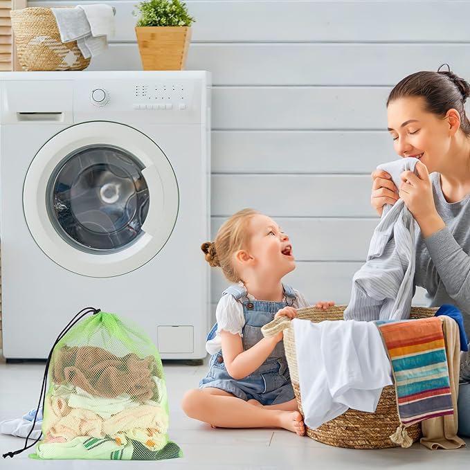 13"X15.5" 50Pcs Mesh Laundry Drawstring Bag Nylon Drawstring Gym Bag with Cord Lock Closure