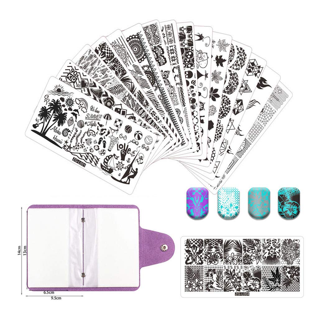 Beautyleader 20 Pcs Nail Stamp Plates Set 15 Nail Art Plate 2 Stamper 2Scraper 1Storage Bag Nails Art Stamping Plate Scraper Sta