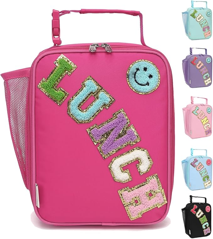 Insulated Lunch Bag for Women Girl Teen large Insulated Kid Lunch Bag,Large Reusable Cute Cooler Bag for School Work Picnic,Rose Red