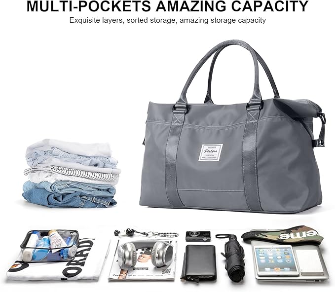 Travel Duffel Bag,Sports Tote Gym Bag,Shoulder Weekender Overnight Bag for Women