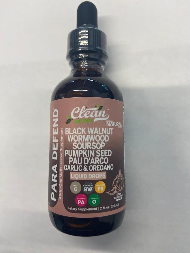para Defend Wormwood Black Walnut Cleanse for Humans Drops Liquid Soursop Garlic Pumpkin Seed PAU D'Arco Oil of Oregano Turmeric Berberine Neem Extract Hull Bark Tincture by Clean Nutra