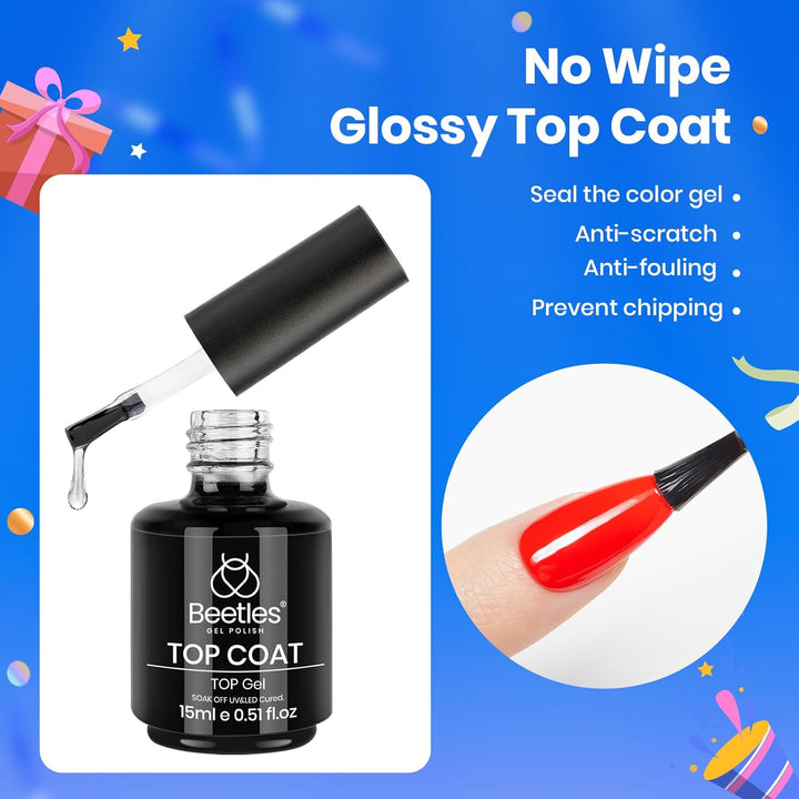 Beetles 4 Pcs Base & Top Coat Gel Kit | Acid-Free Nail Primer Set for Women