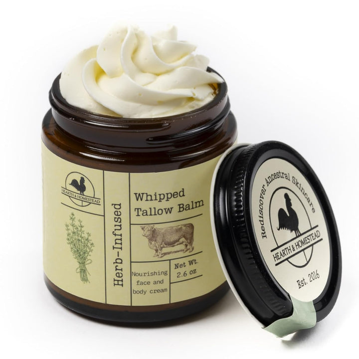 Handmade Unscented Whipped Tallow Balm | Organic Body Butter for Eczema & Rosacea - 1.3 oz