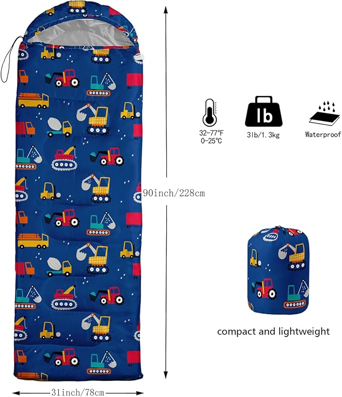 AILONEN Kids Floral Cat Camping Sleeping Bags,Lightweight & Waterproof,3 Season Warm & Cool Weather,Kawaii Kitten Sleeping Bags for Girls Adults,Travelling,Outdoors