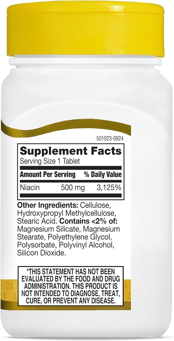 21st Century Niacin 500 mg Prolonged Release Tablets, 100 Count (27474)