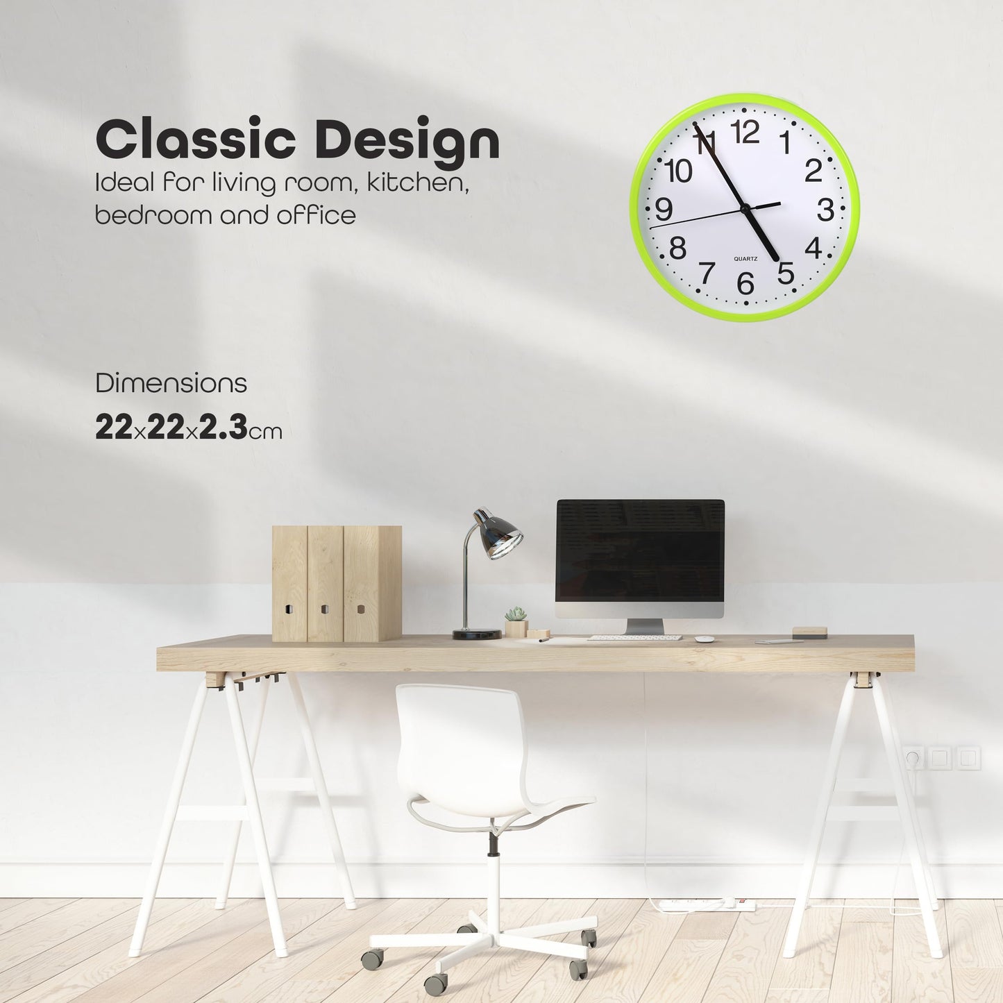 DIVCHI Wall Clock Silent & Non-ticking Modern Battery Operated Digital Quiet Sweep Office Home School Kitchen Decor Clocks (Green)