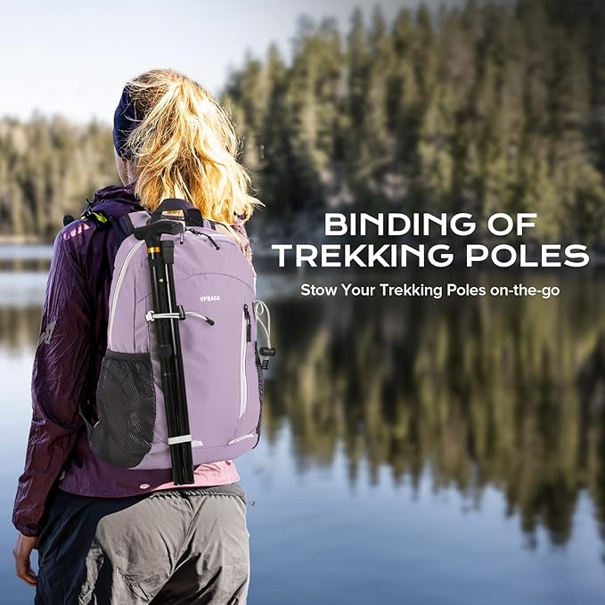 15L Water-resistant Hiking Daypack, Small Backpack Travel Outdoor, Lightweight Day Pack with Tool Loops